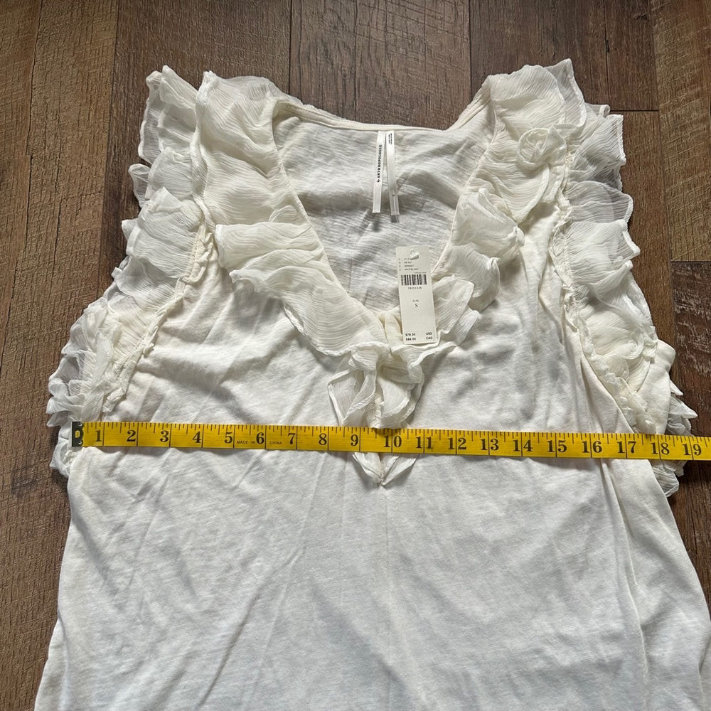Anthropologie Cream Ruffle Tank Top - Picture 5 of 7